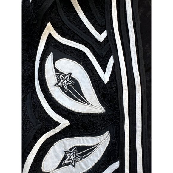 Vintage Obsedia Womens Black & White Lace Jacket With Embroidered Stars - Picture 5 of 10